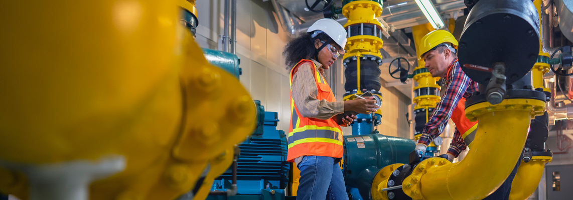 Technician engineer working in industrial plant