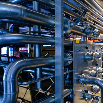 Chrome plated pipes.
