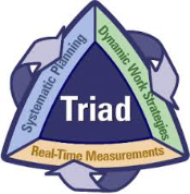 A triangle with Triad logo